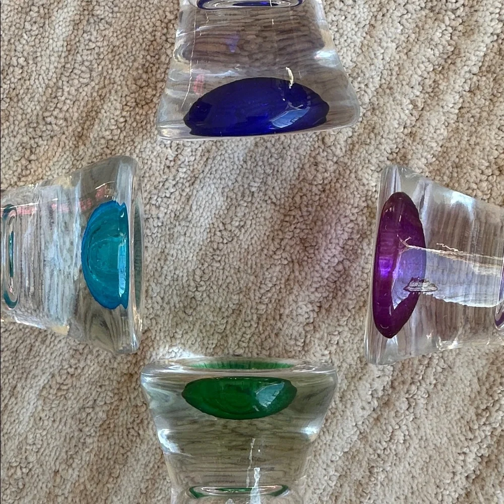 Vintage Set of 4 Colony Calypso Multi Color Drinking Glasses Cocktail Tumblers